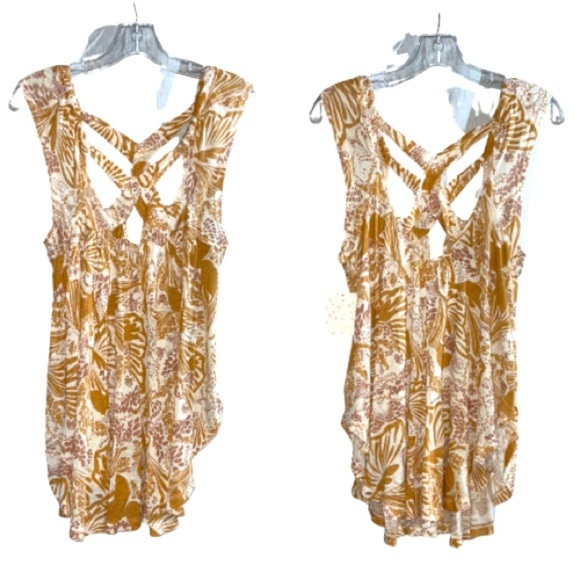 Free People NWT Sugarcane Crisscross Sleeveless Boho Blouse Tank Top Size Small - Picture 2 of 8